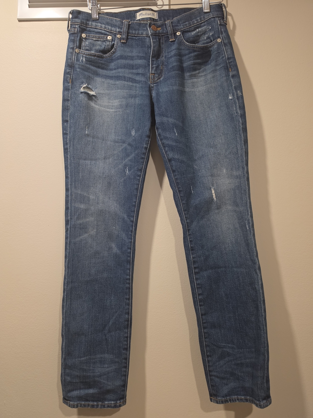 Madewell Slim Boyjean Hatfield Wash Distressed Jeans 27